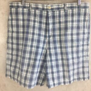 Vineyard By Shep & Ian Blue Green White Plaid Shorts  Men's Size